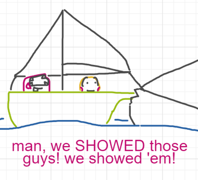 A panel from Ready Oar Knot, episode three of the Board Boards object show by Furretwalk/WalkingFurret.